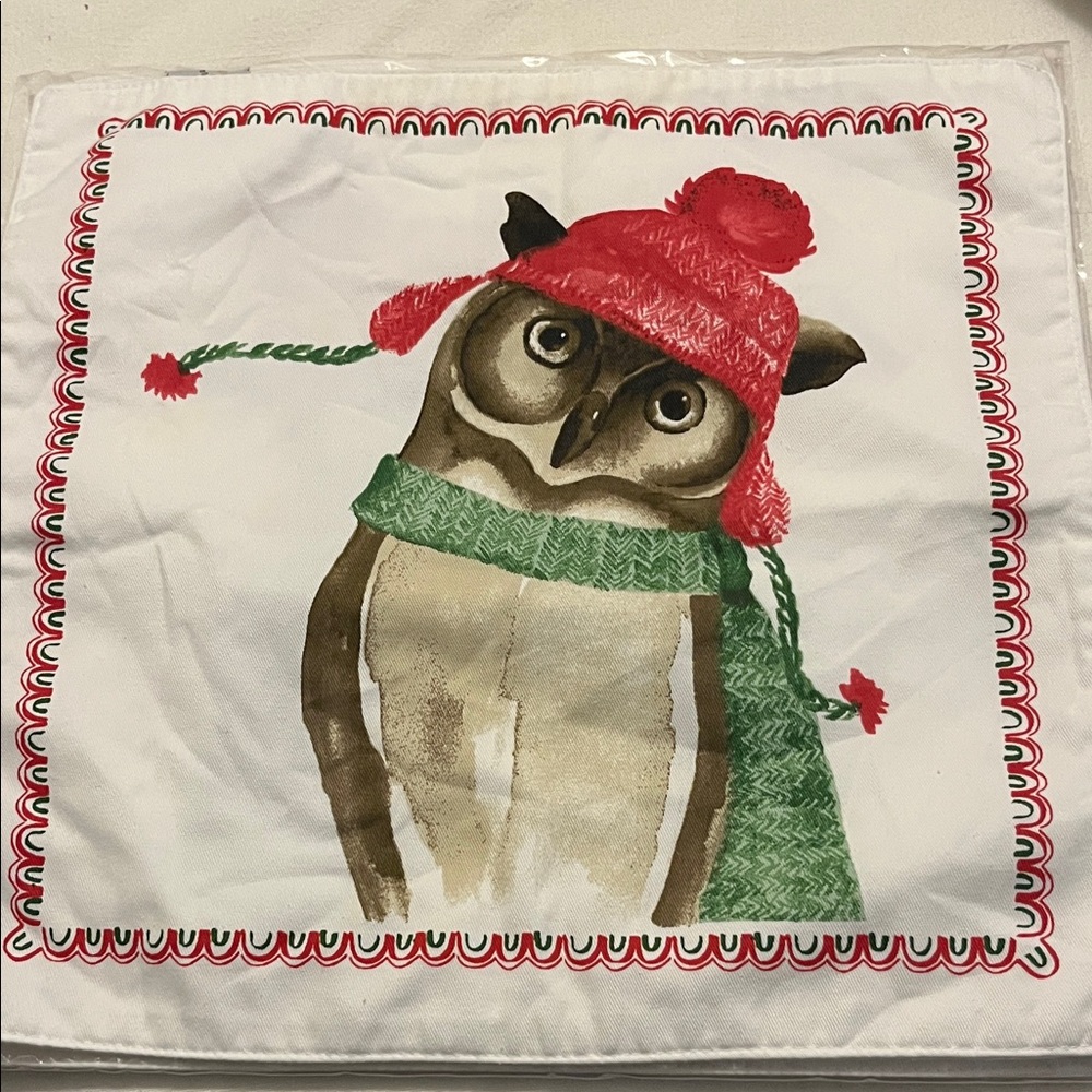Hillcrest Owl Place Mats with Red and Green Accents